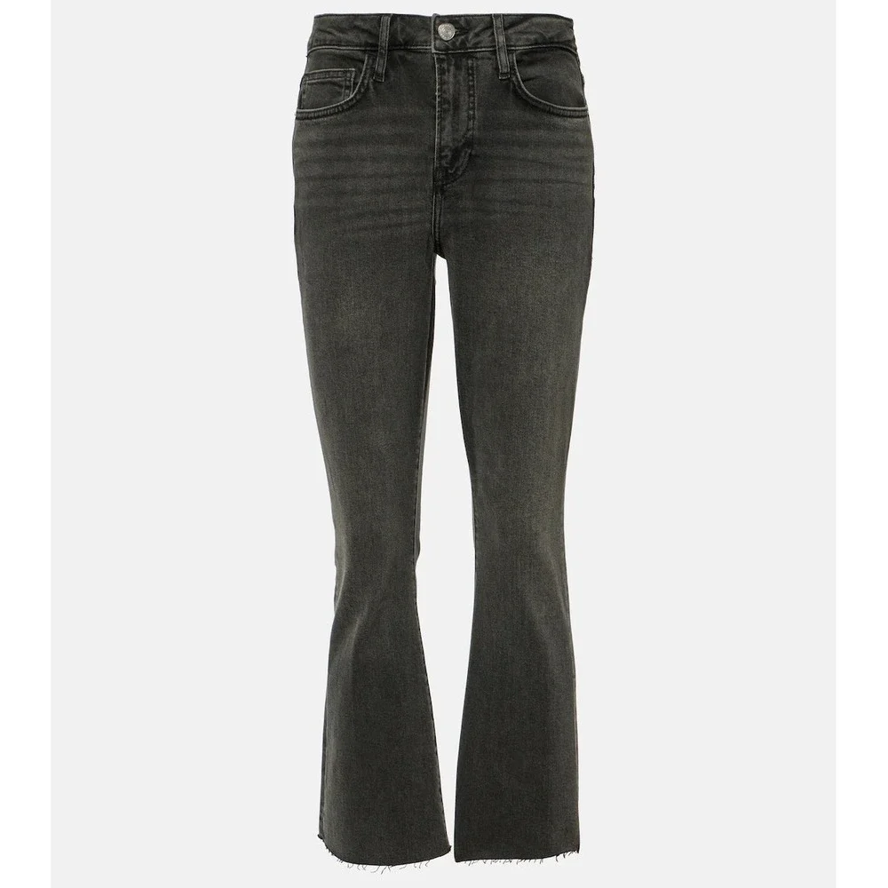 Frame Le Crop Mini Boot Jeans Size 25 Frayed Hem Stretch Black Gray Wash - Picture 3 of 8
